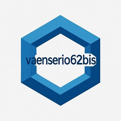 Logo hexagonal en 3D con el nombre de vaenserio62bis